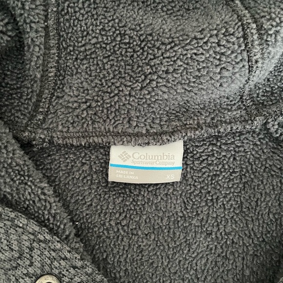 Columbia Gray Tweed Hooded Fleece Lined Quarter Buttoned Pullover - Picture 4 of 6